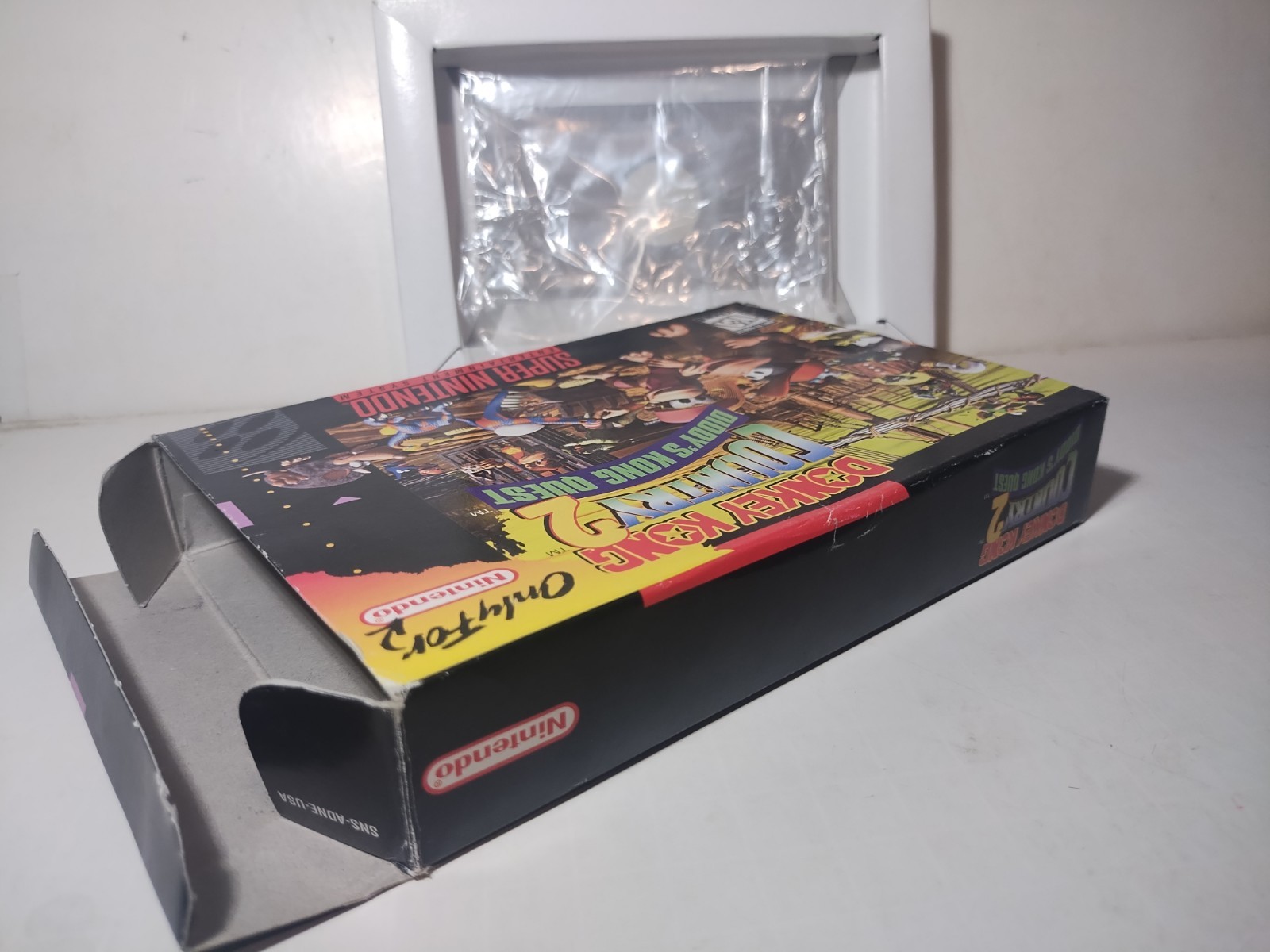 Empty Donkey Kong Country 2 Super Nintendo SNES Game Box, Tray & Bag
