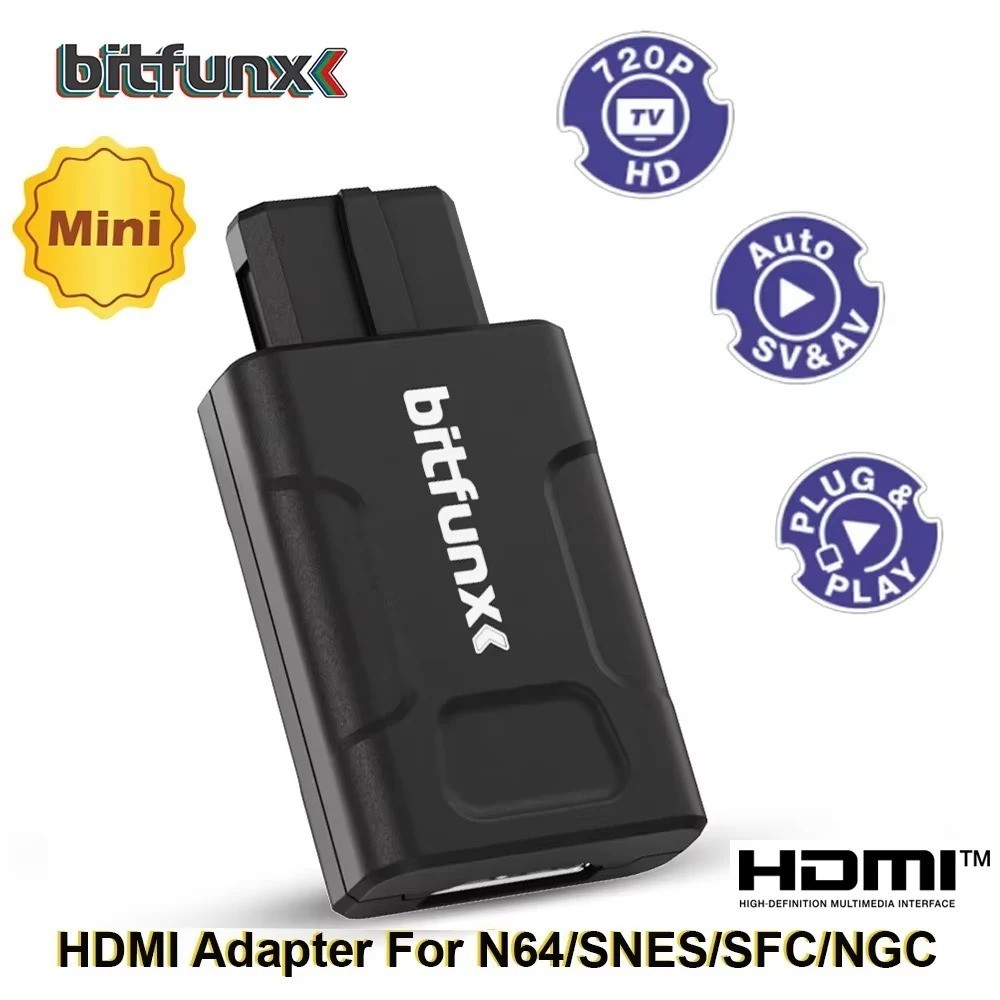 Bitfunx N64 HDMI Adapter 720P 1080P HD Converter Upscale N64 SNES SFC GameCube