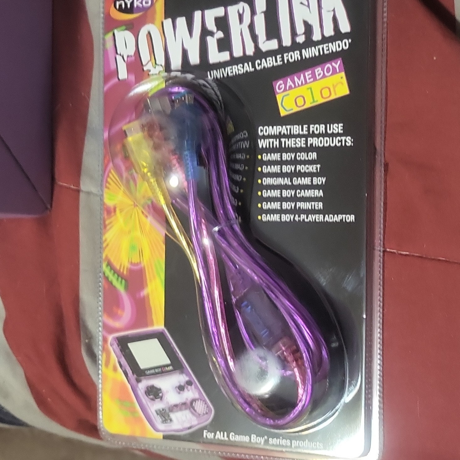 Nyko PowerLink Link Cable 3 ft Purple Wired for Nintendo Game Boy Color/Pocket