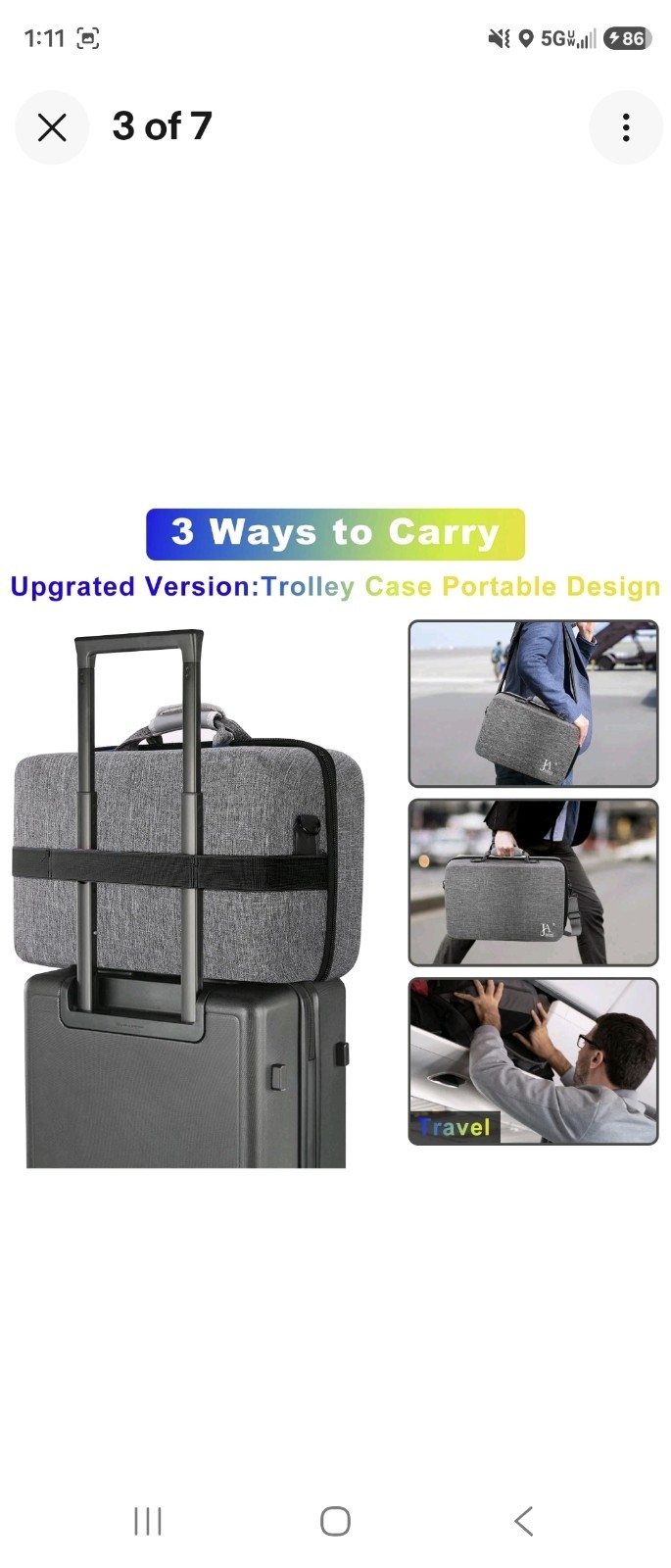 Hard Shell Carrying Case for PS5, PS5 Pro, 16″ x 11″ x 7″, Light Grey New