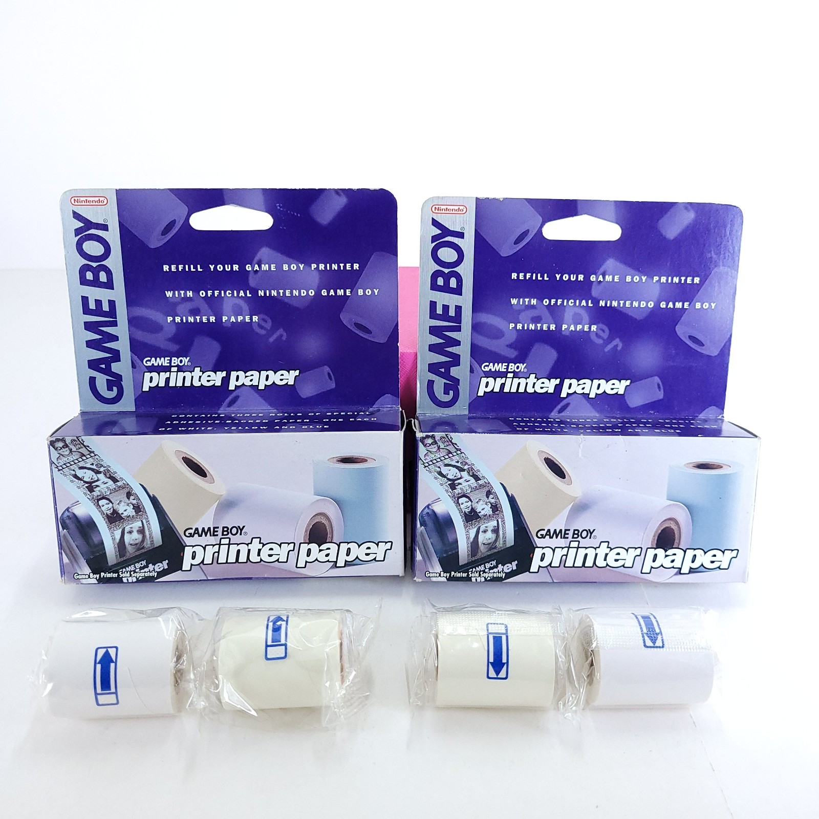 Game Boy Printer Paper 2 Boxes 4 Sealed Rolls (2 White + 2 Yellow) Missing Blue