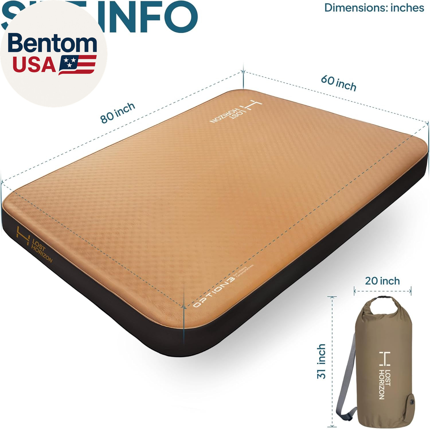 Air & Foam Camping Mattress, Self-Inflating Sleeping Pad, 4.5″ Thick, with Air P
