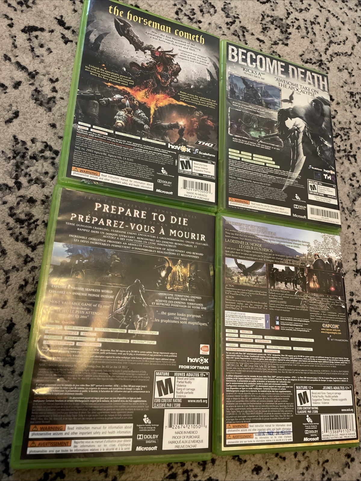 Dragon’s Dogma Dark Souls Darksiders I & II Xbox 360 Game Lot CIB Very Good