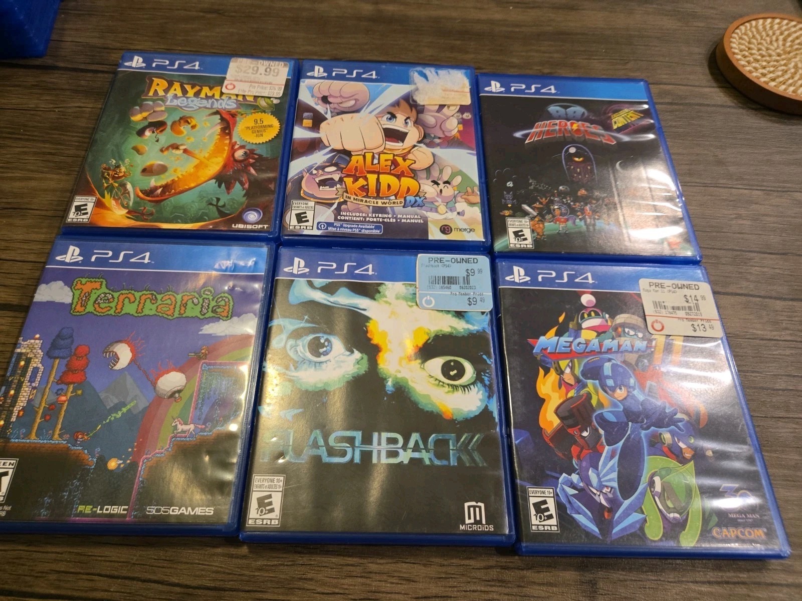 PS4 Game Bundle Lot of 6 – Terraria, Rayman Legends, Mega Man 11, Flashback+More