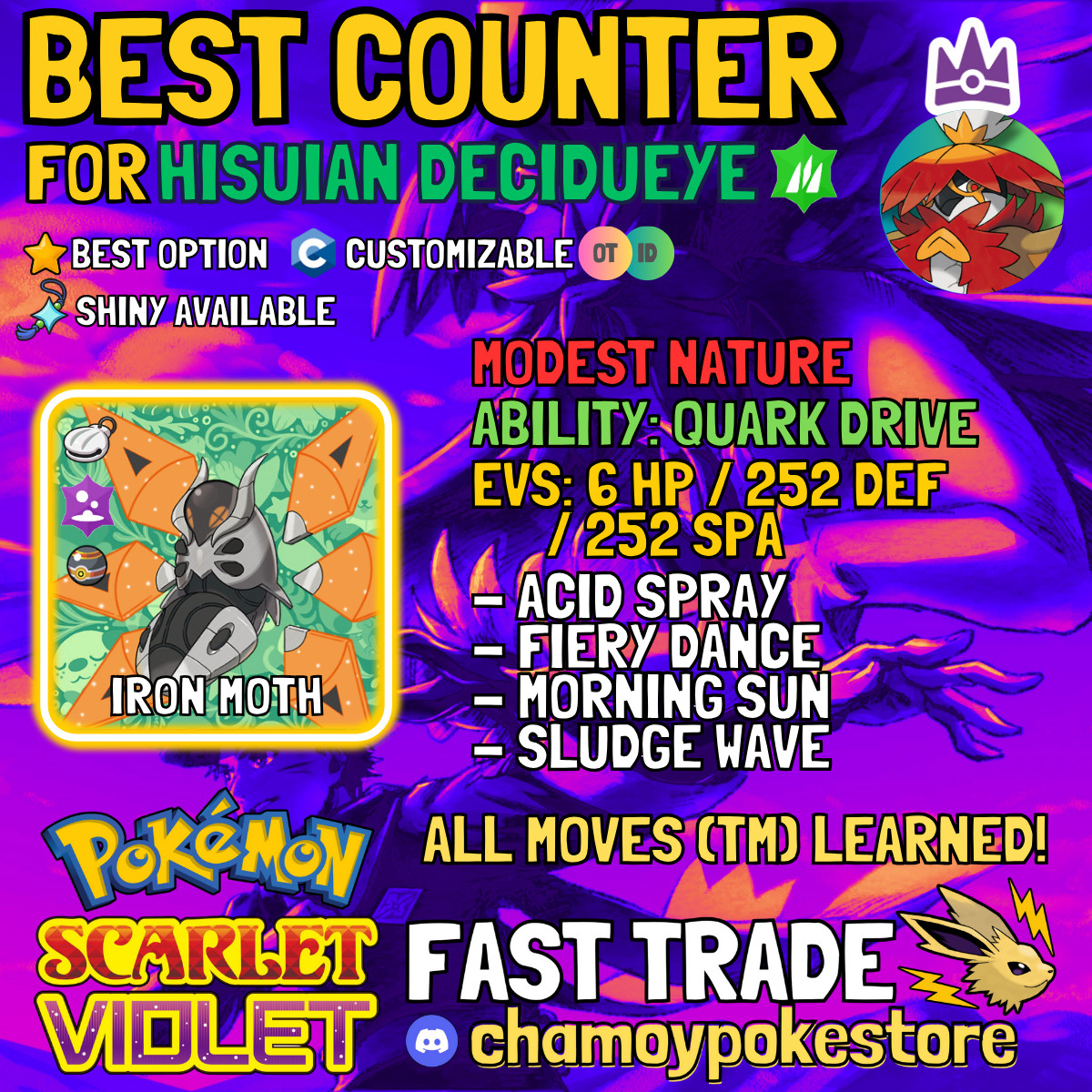 HISUIAN DECIDUEYE Tera Raid Counters ⚡ 6IV BUNDLE ⚡ Pokemon SCARLET and VIOLET