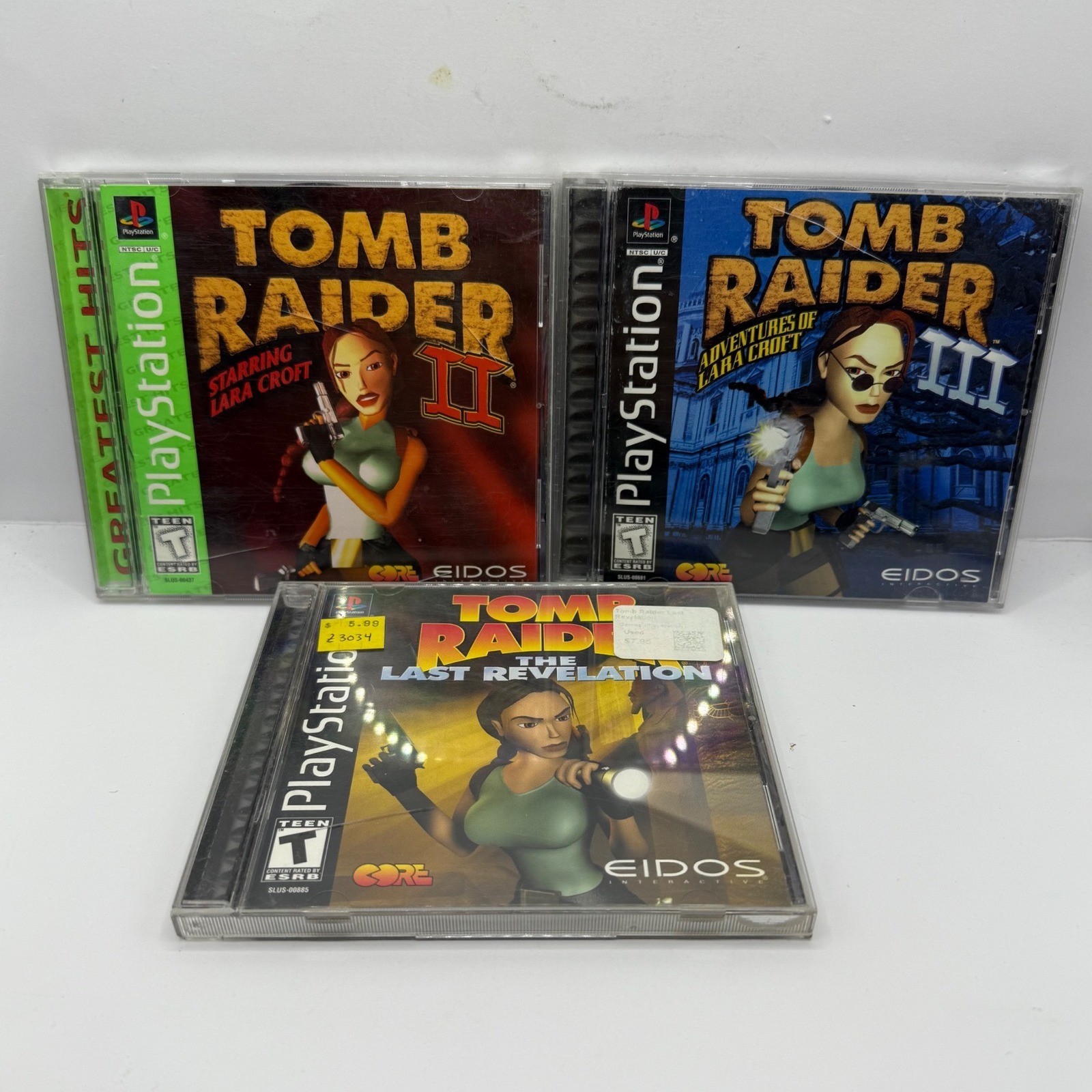 Tomb Raider PS1 PlayStation 1 Game Bundle II III Last Revelation CIB Tested