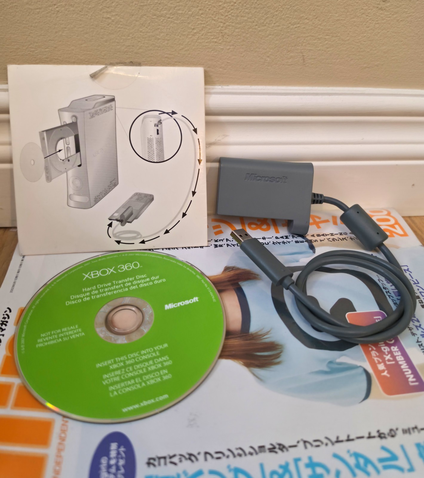 Microsoft OEM Xbox 360 Hard Drive Transfer Cable & Disc 256MB Memory Card Works