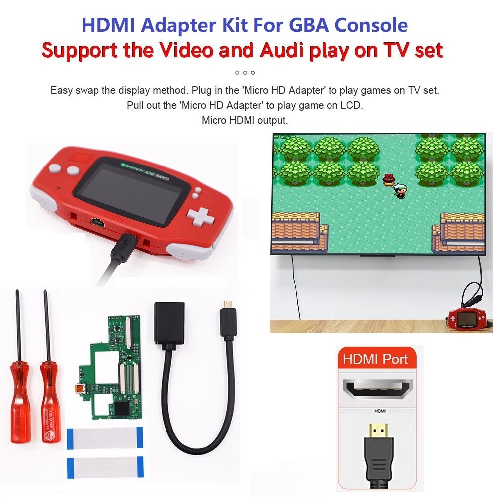 2 Wire HDMI Kit GBA HDMI Adapter Kit For 32 Pin Gameboy Advance GBA Console
