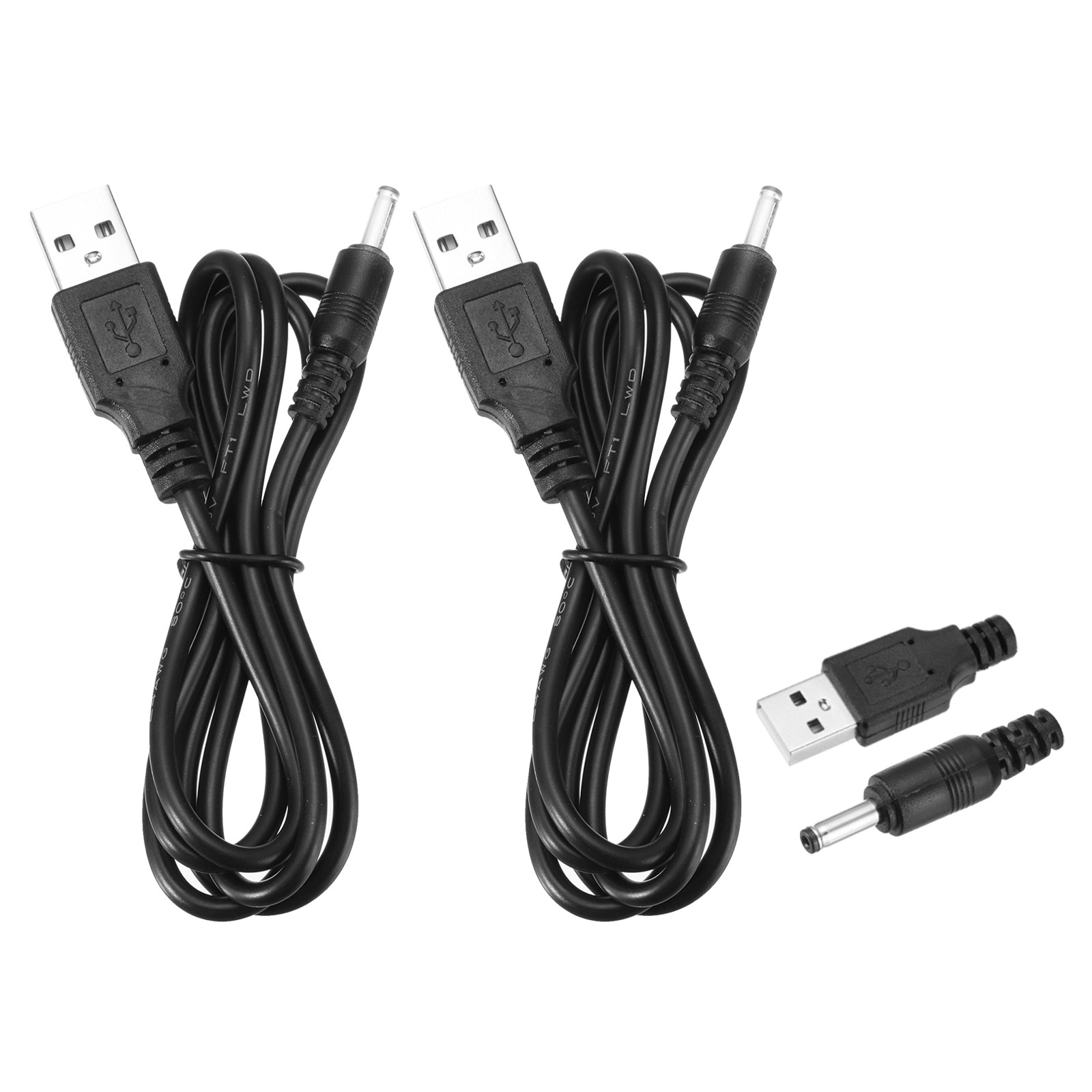 USB-DC Cable 5V 2A 3.5×1.35mm (1m, Black) 2pcs for Electronics