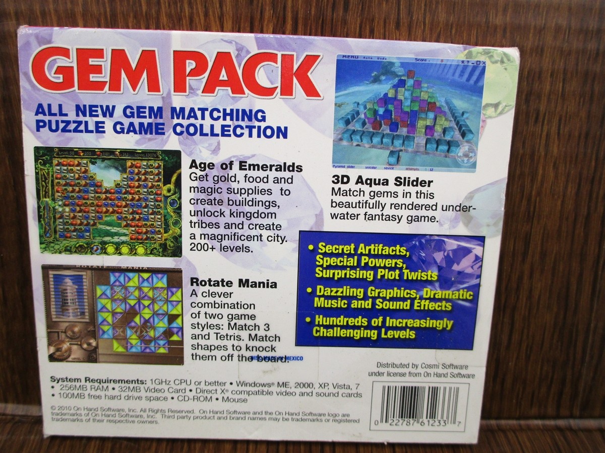 Video Game PC Gem Pack 3D Aqua Slider Rotate Mania Age of Emeralds NEW Jewel