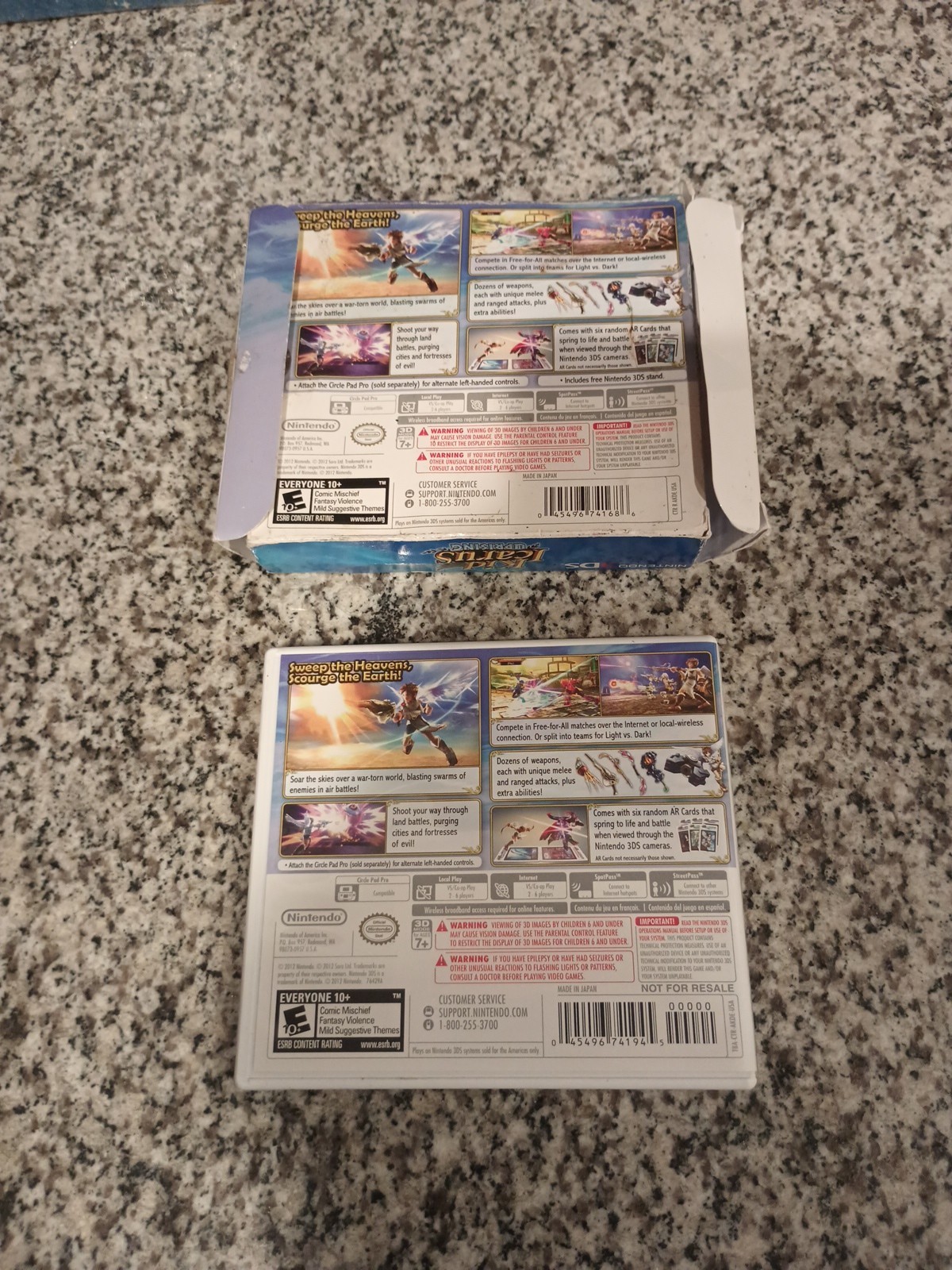 Kid Icarus Uprising nintendo 3DS original case manual Cards