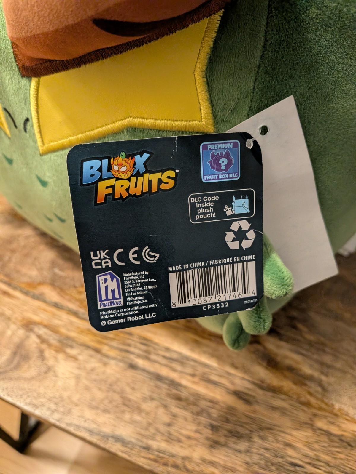 Blox Fruits Dragon Fruit Plushie 8 inches (NO DLC) Green Square Horns