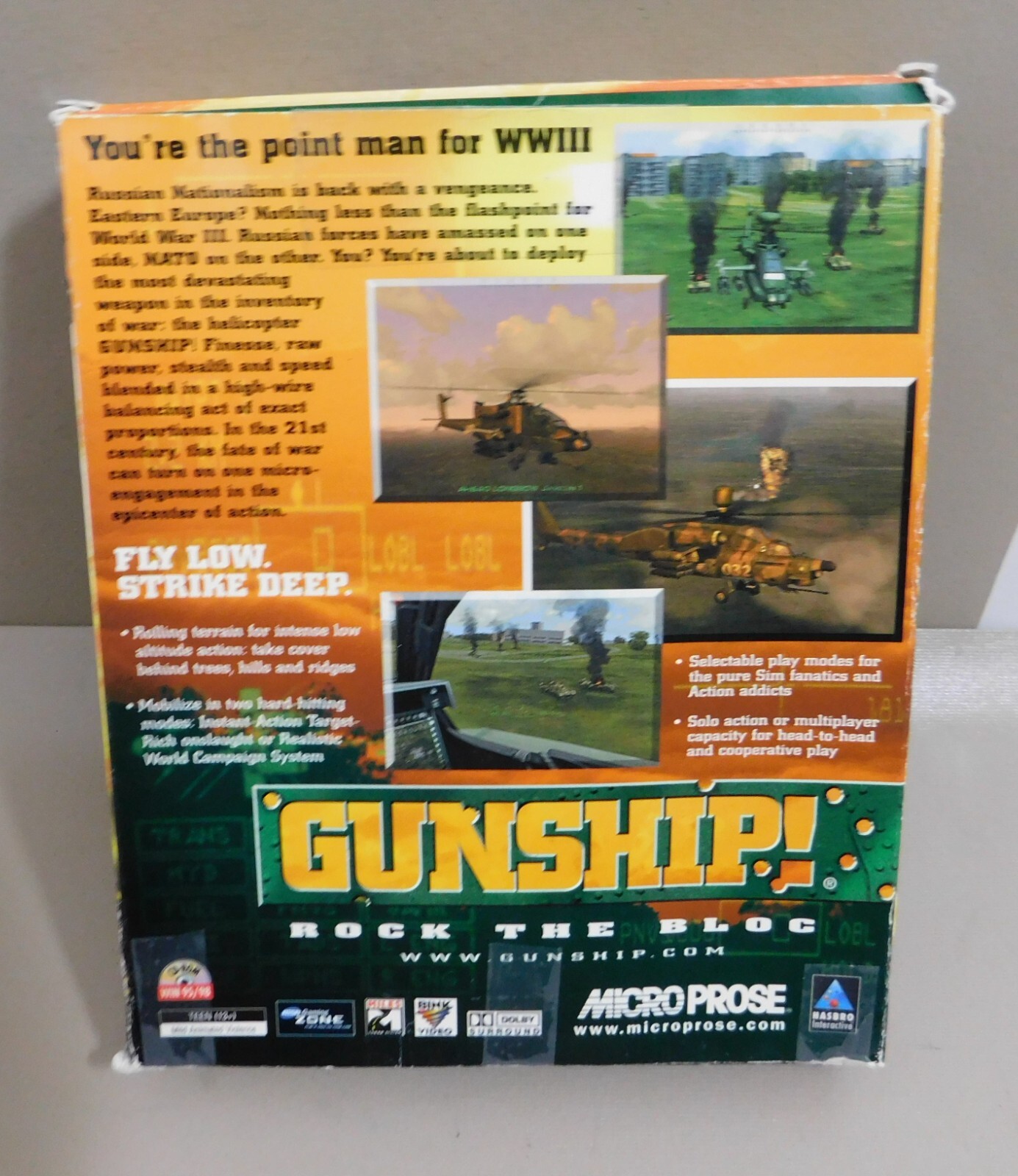 GUNSHIP! PC Big Box Attack Helicopter Simulation Game 2000 Micro Prose Complete