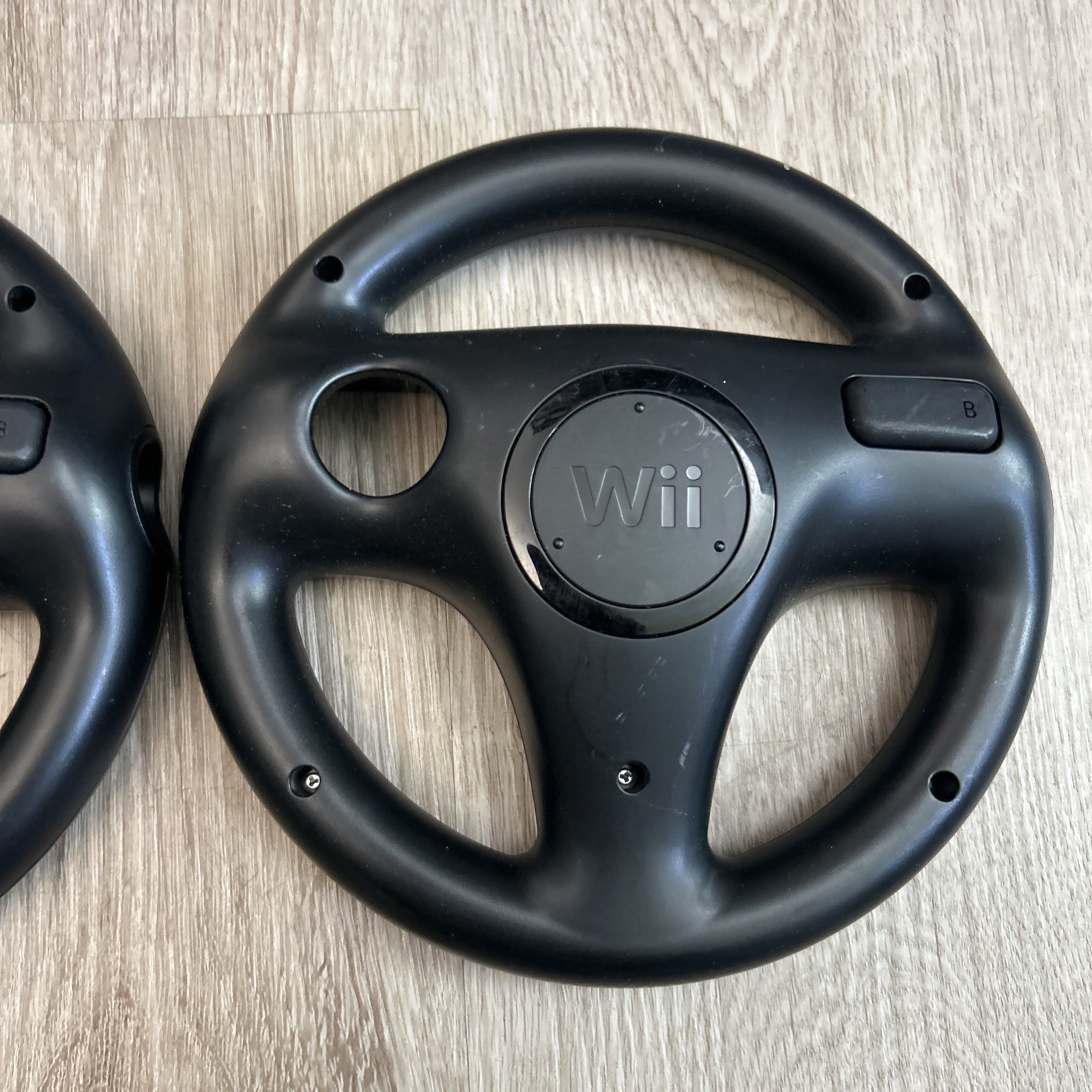 Nintendo Wii Steering Wheel x2 Mario Kart Racing OEM Official Black RVL-024