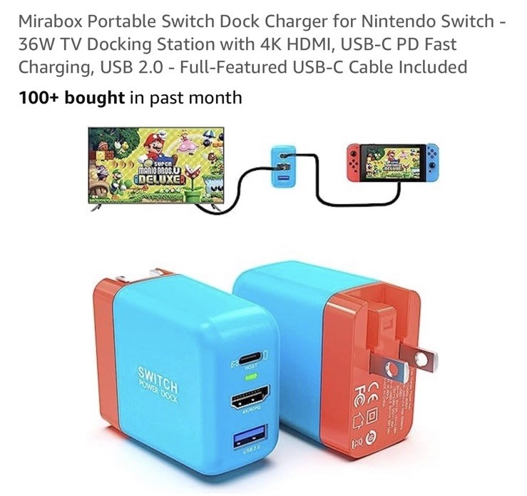 3 in 1 Switch Steam Dock Charger Adapter TV 4K HDMI for Android CellphoneTablet