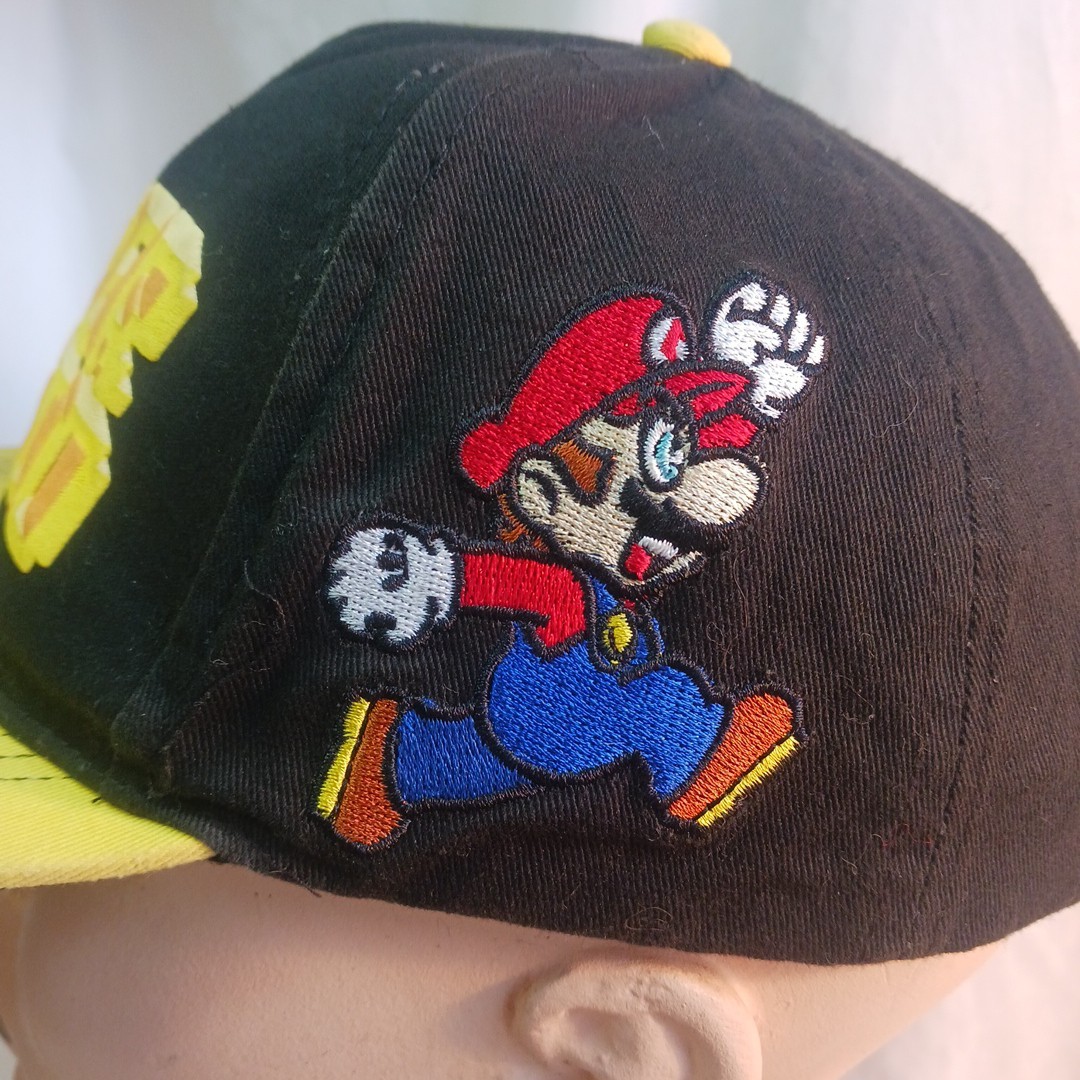 Super Mario Hat Black/yellow Adjustable Retro Video Game Classic Nintendo