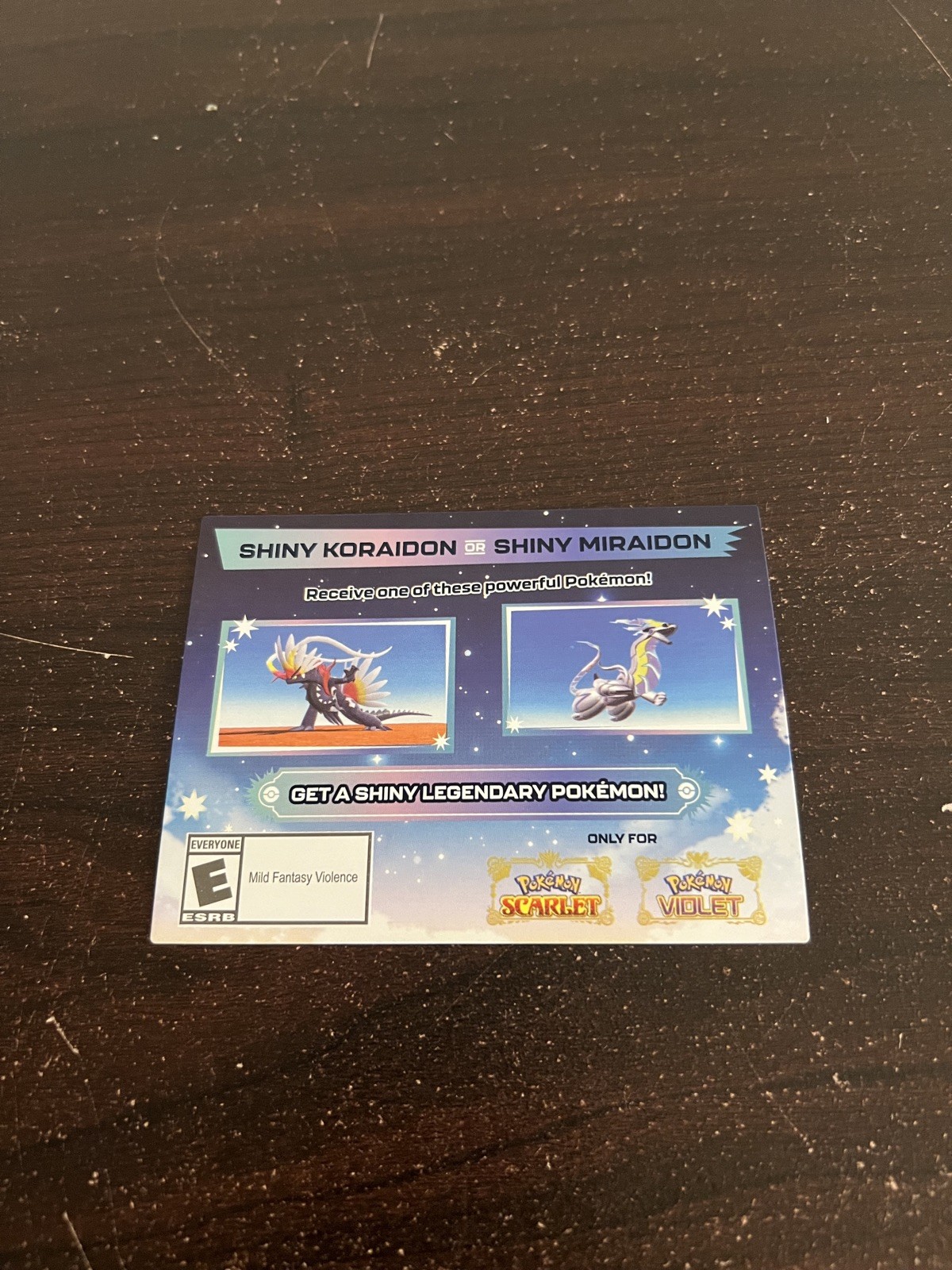 ✨ POKÉMON SCARLET / VIOLET – SHINY MIRAIDON OR SHINY KORAIDON SERIAL CODE ✨