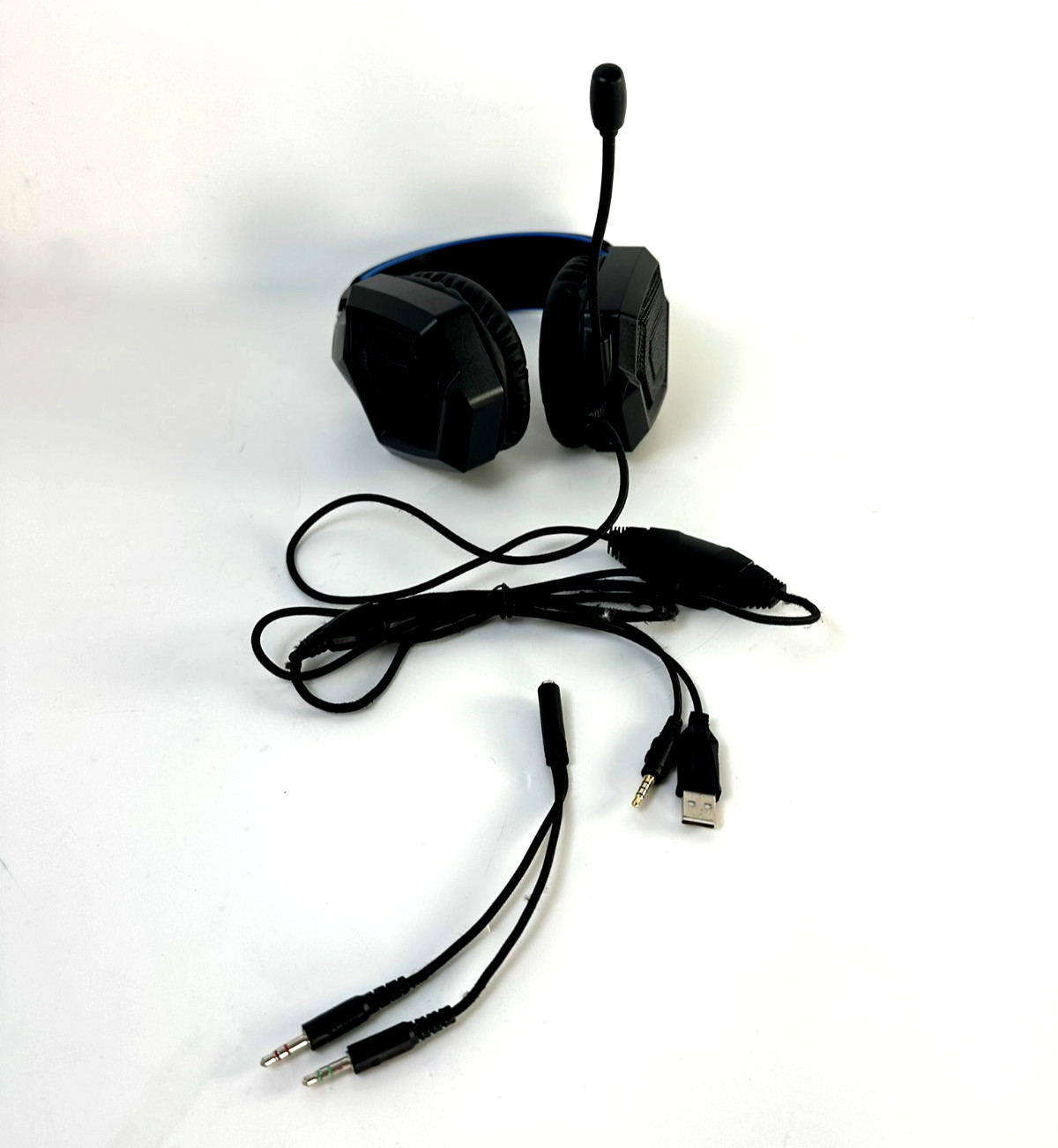 RUNMUS Gaming Headset Wired USB Stereo Headphones Mic PC PS4 PS5 Xbox Blue
