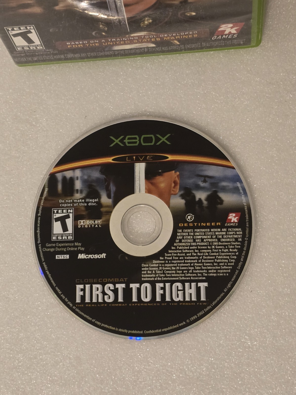 Close Combat: First to Fight (Microsoft Xbox, 2005) w/o Booklet