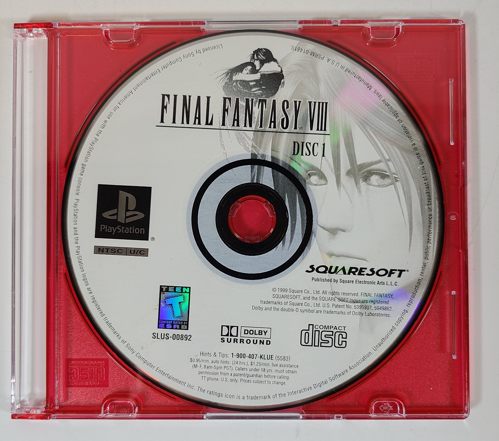 Final Fantasy VIII 8 Sony Playstation 1 PS1 Video Game DISC ONLY DISCS 1 2 3 4