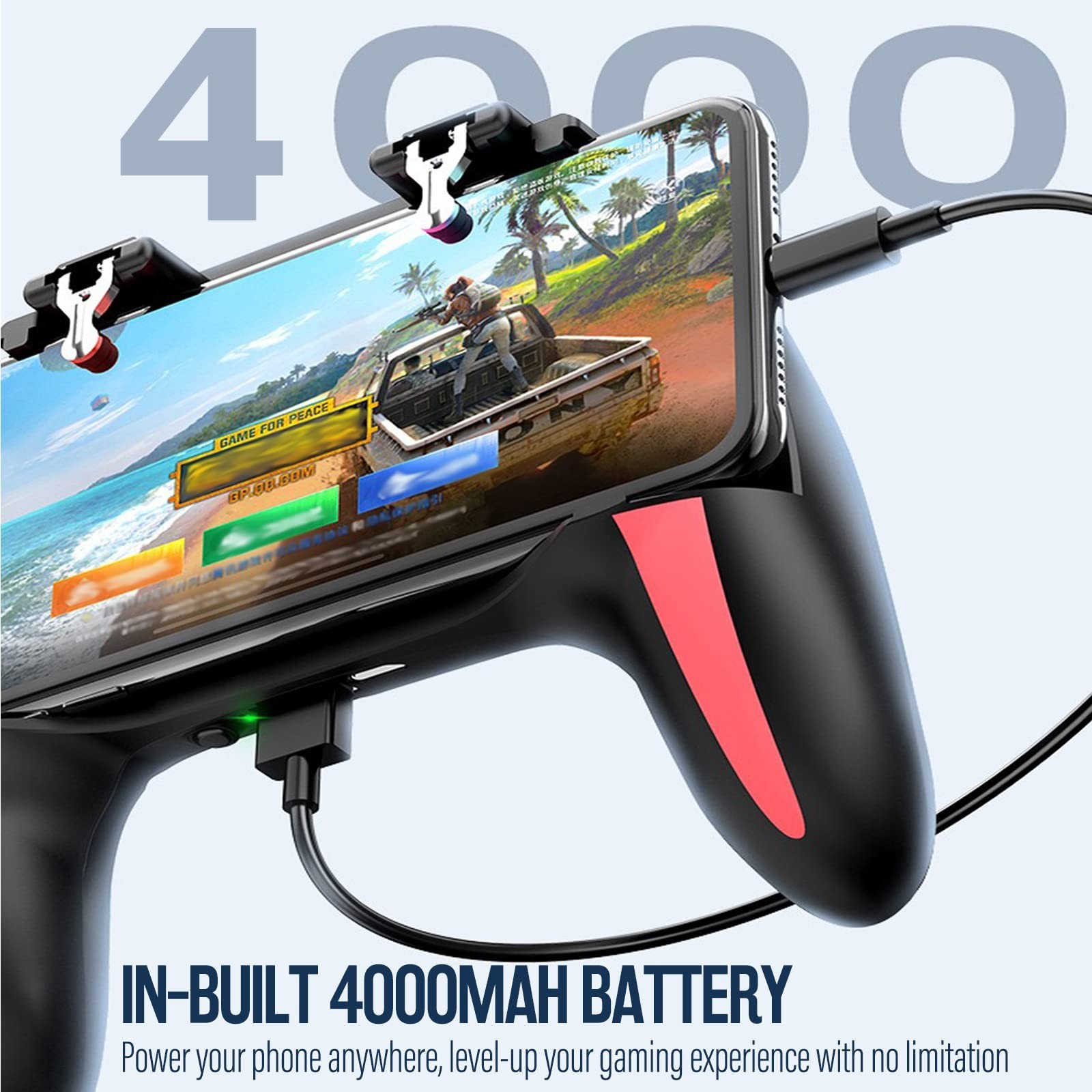 Mobile Game Controller with 4000mAh Power Bank & Cooling Fan, L1R1 Triggers J…