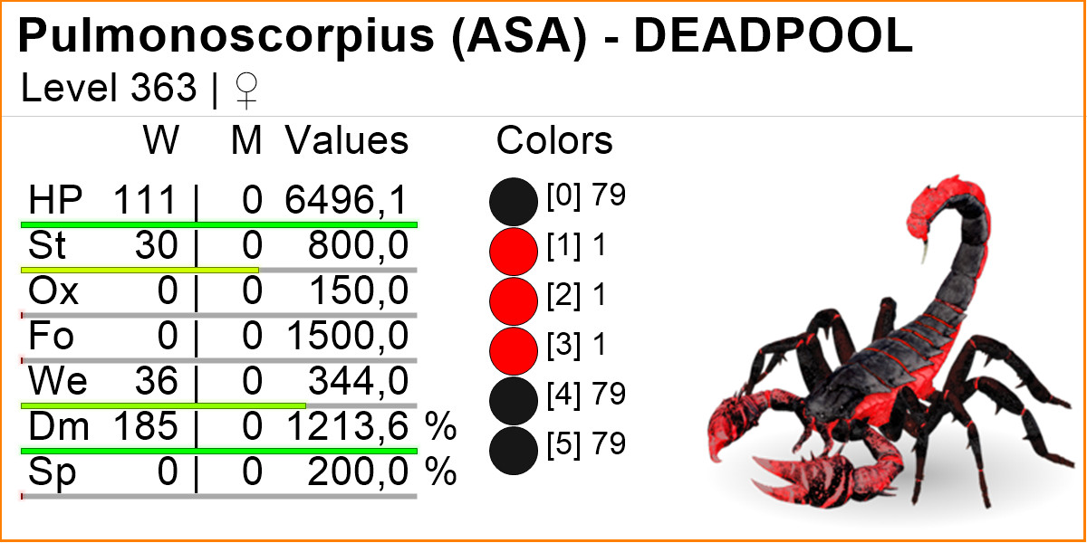 Pulmonoscorpius 1213 DMG TOP STATS Ark Survival Ascended Official PVE