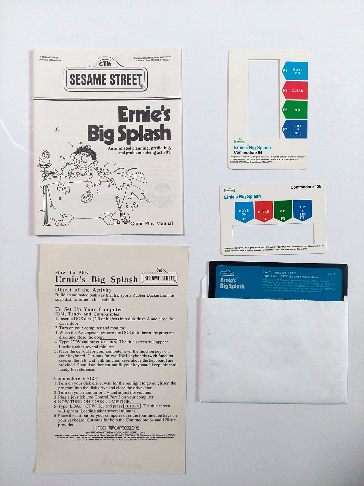 Sesame Street Ernie’s Big Splash Commodore 64 1987 Box W/Manual Floppy Untested