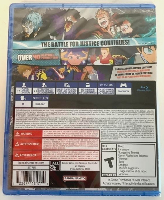 NEW PlayStation 4 PS4 MY HERO ONE’S JUSTICE 2 Bandai Video Game Academia Deku