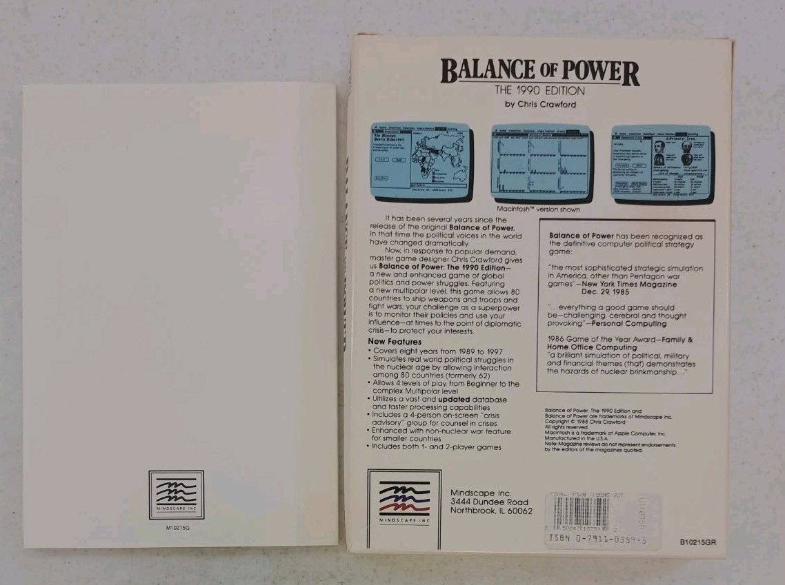 No Discs-Box/Manual Only- Balance of Power The 1990 Edition-Amiga 512