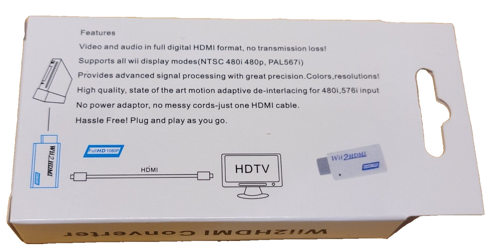 WII to HDMI Adapter with 6 foot High Speed HDMI Cable