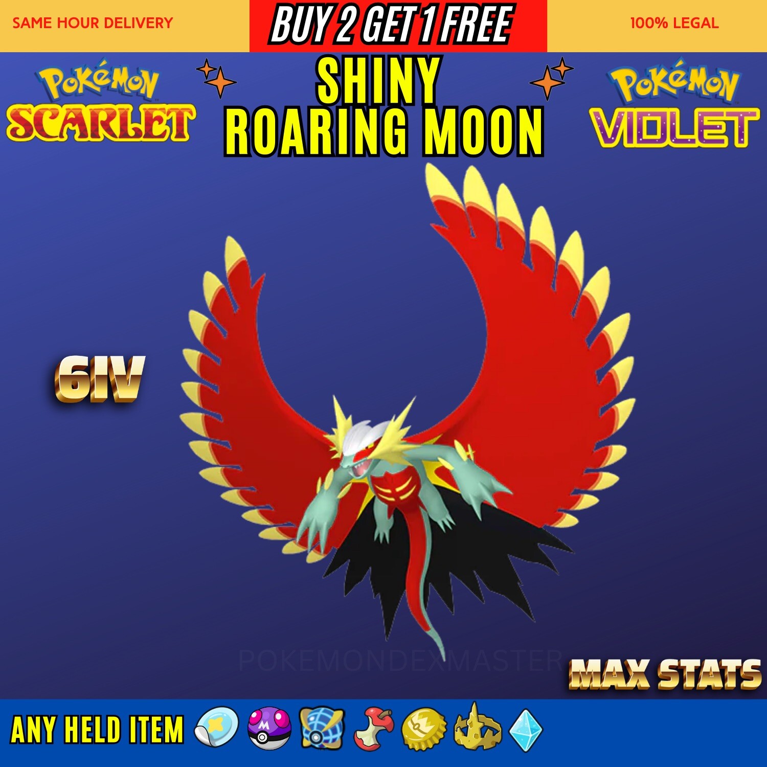 ✨6IV SHINY Roaring Moon✨Pokemon Scarlet And Violet