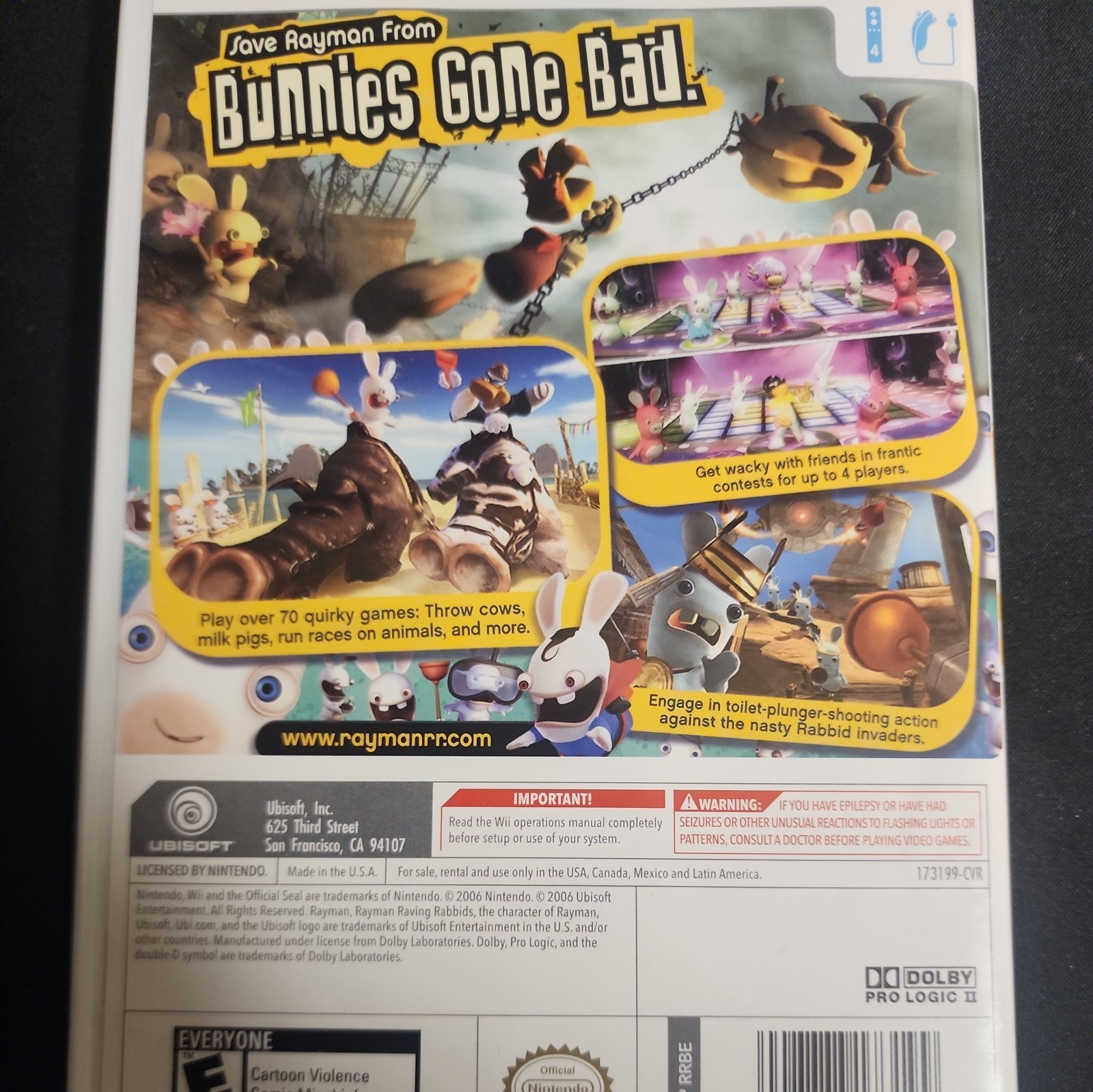 Rayman Raving Rabbids (Nintendo Wii, 2006) – Party Game, Complete, Tested