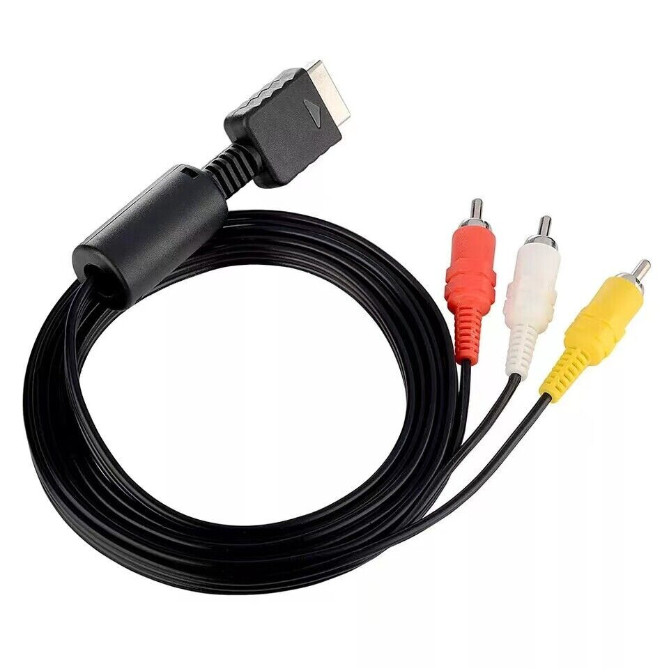 5ft AV to RCA Audio Video Composite Cable Cord for Slim PlayStation PS1 PS2 PS3