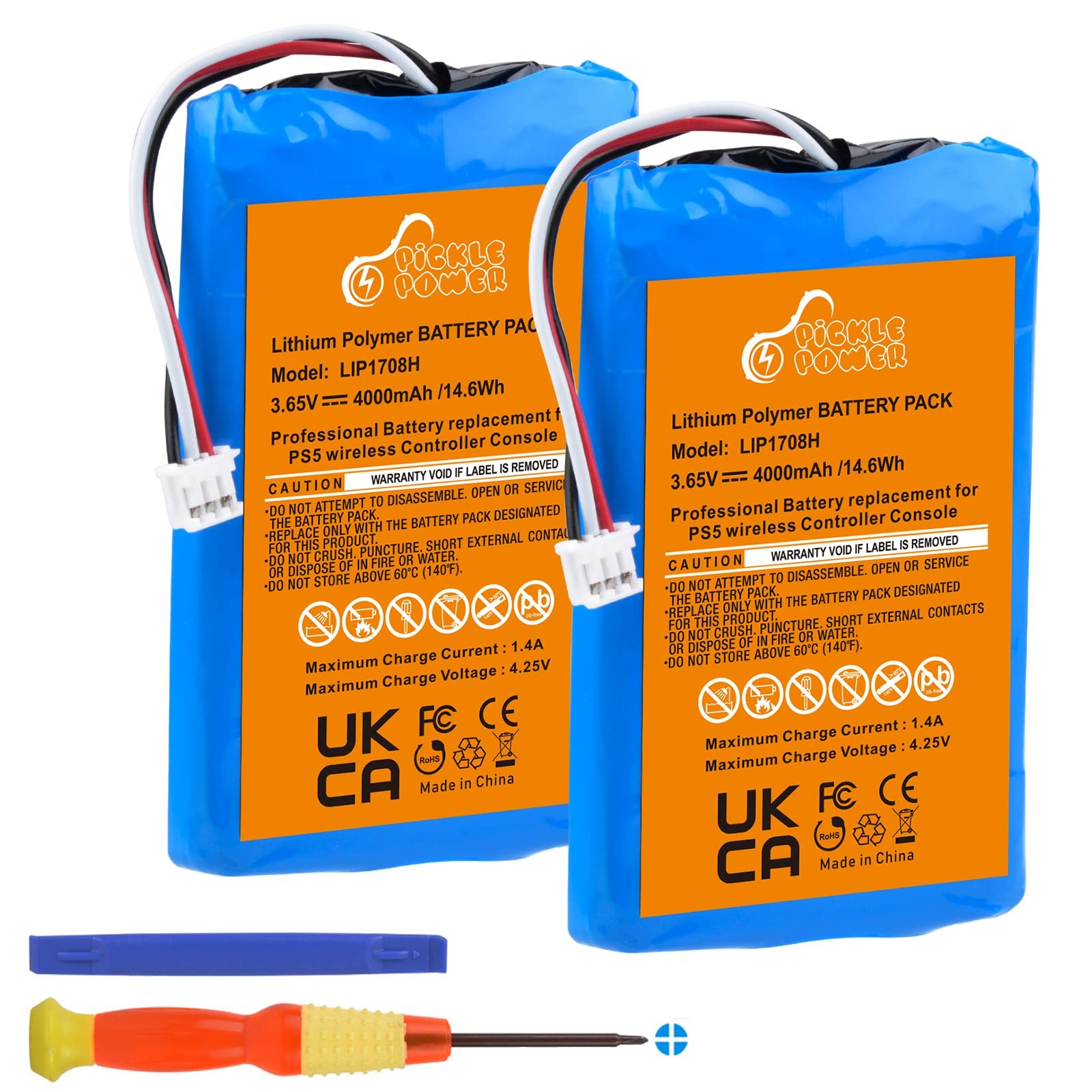 Pickle Power 2 Pack 4000mAh LIP1708 Battery for Sony PS5 PlayStation 5 DualSe…