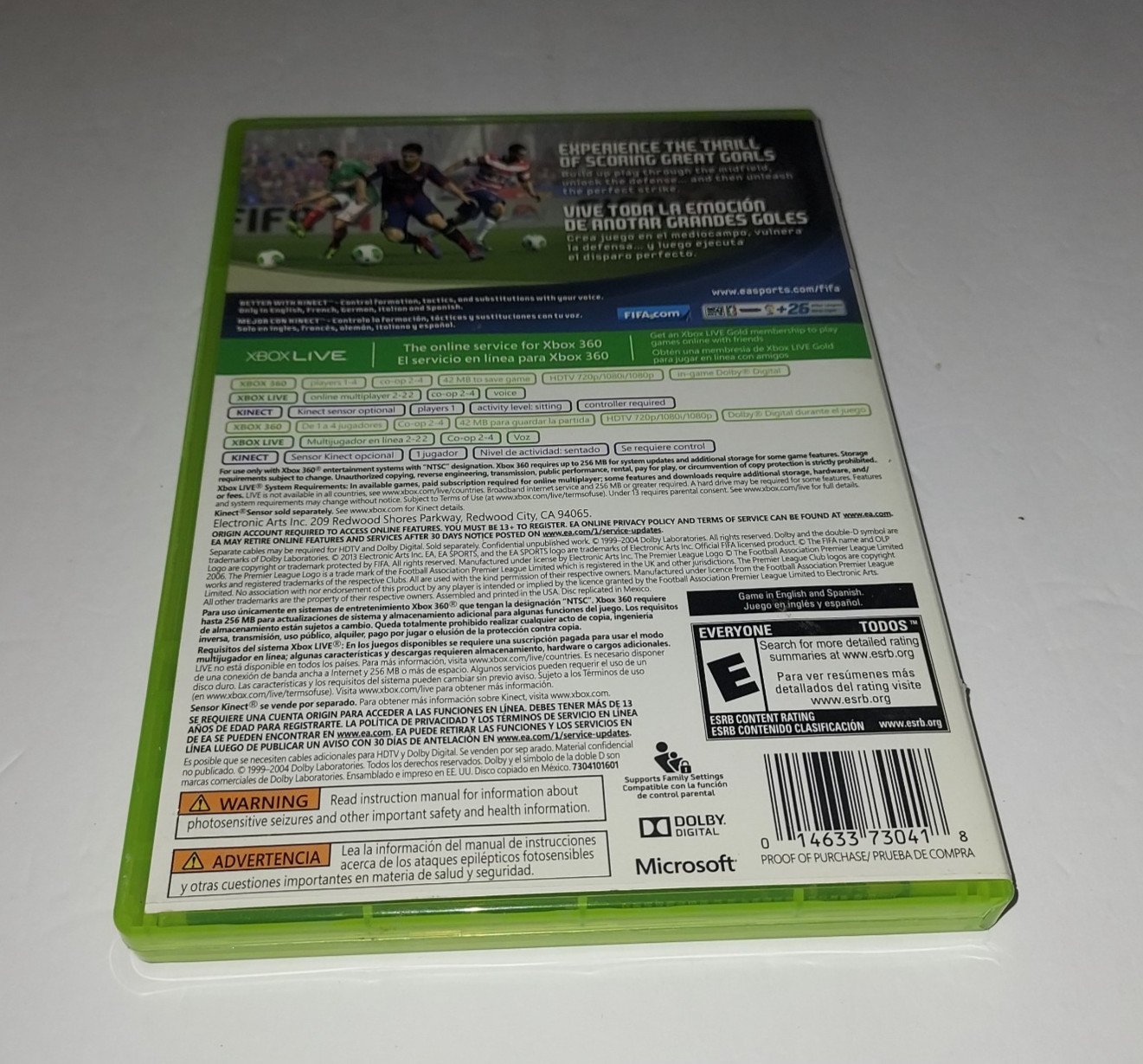 FIFA 14 XBOX 360 Soccer Game EA Sports Better with Kinect Sensor