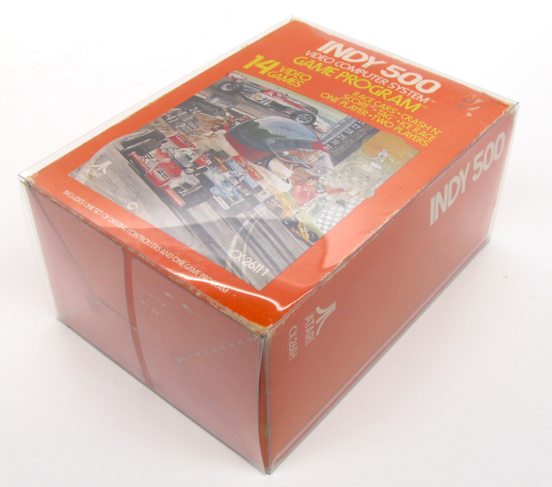 5X CLEAR PLASTIC PROTECTIVE BOX SLEEVE FOR ATARI 2600 BIG INDY 500 (SIZE D)