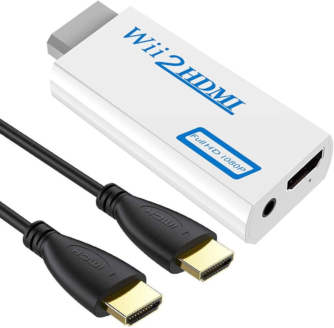 Wii to HDMI Adapter Converter with 3.5mm Audio Jack & 1080p 720p white