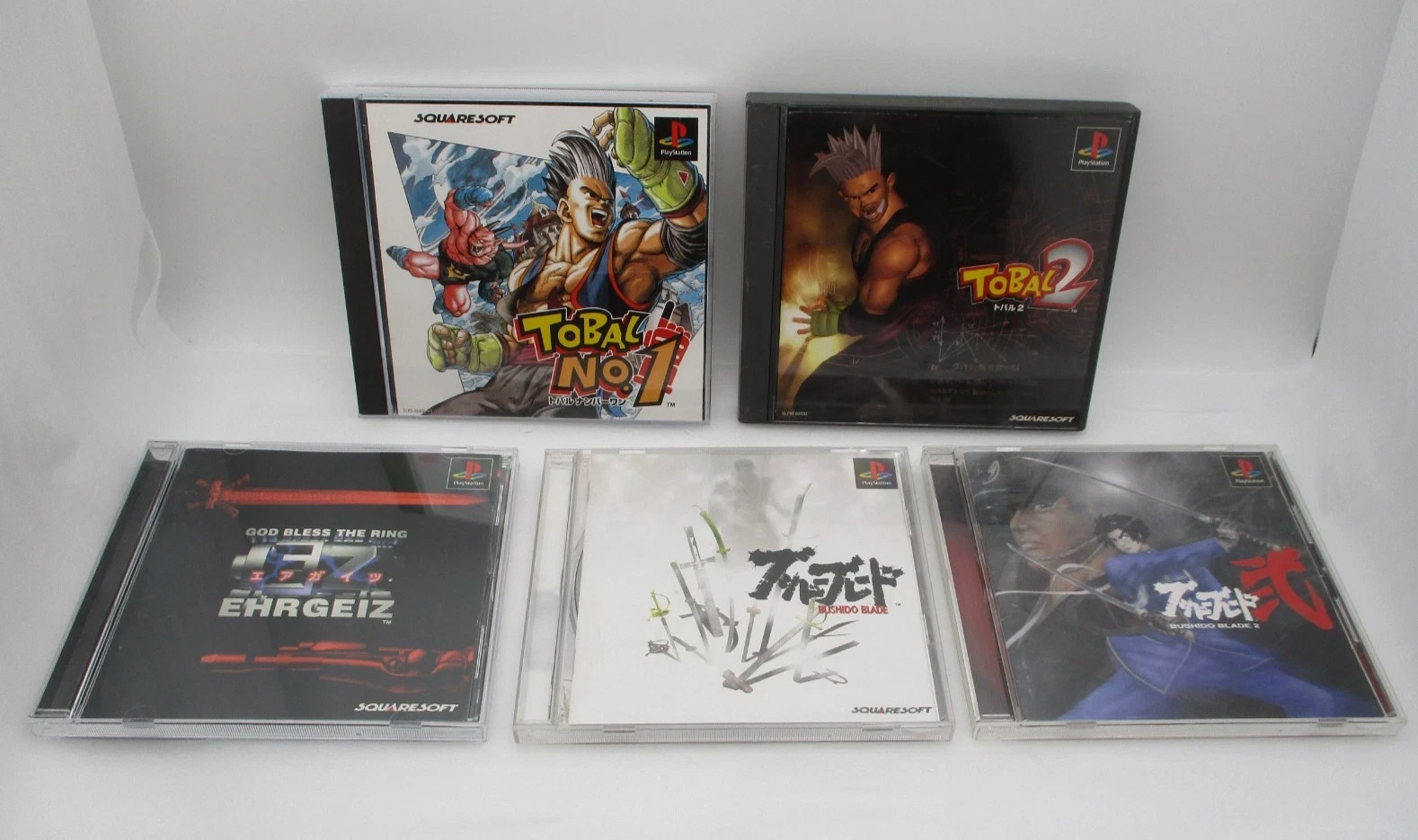 PS1 Square Fighting Game 5pcs TOBAL No.1 2, Bushido Blade 1 2 & EHRGEIZ Japan FF