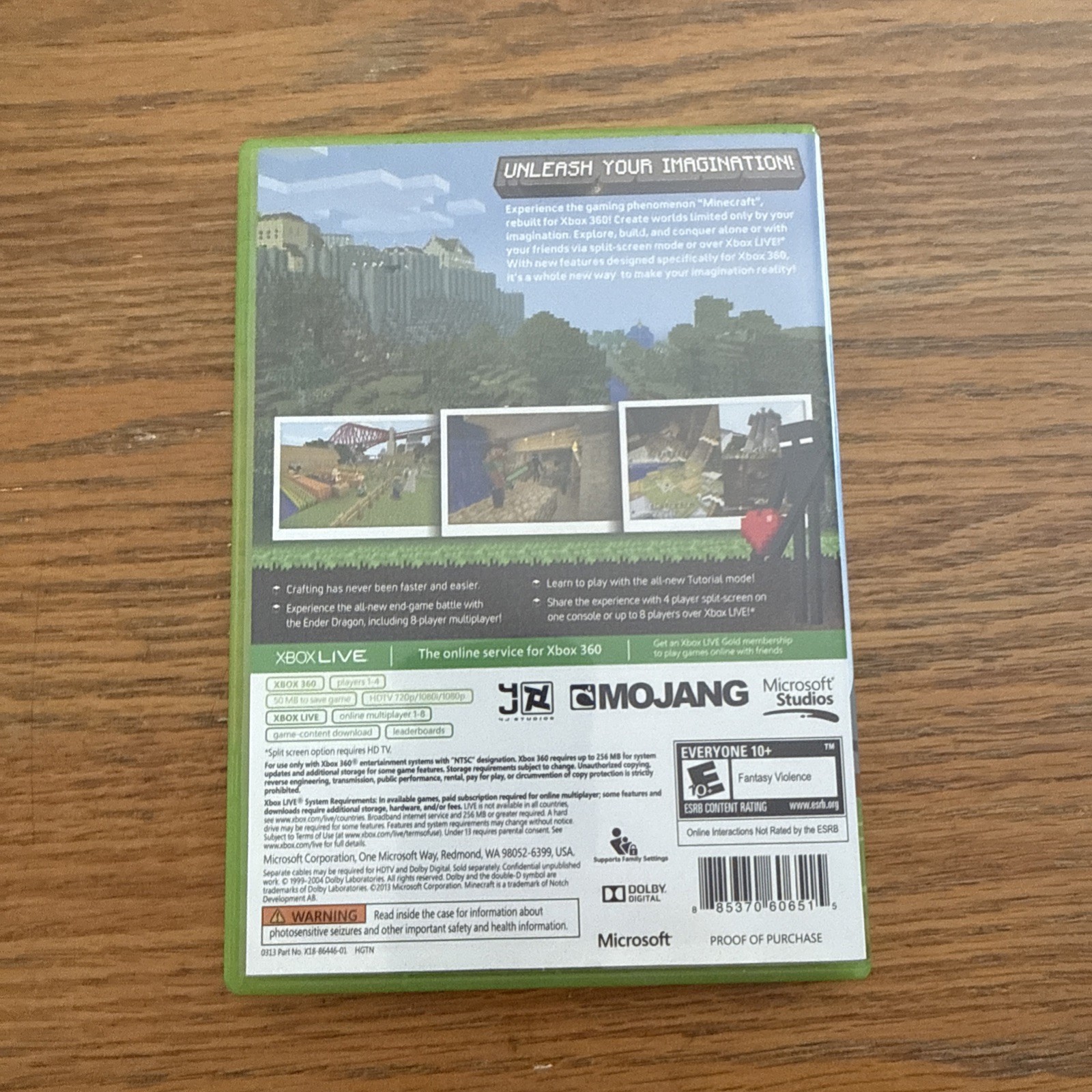 Minecraft: Xbox 360 Edition Microsoft Xbox 360, 2013 Tested Working