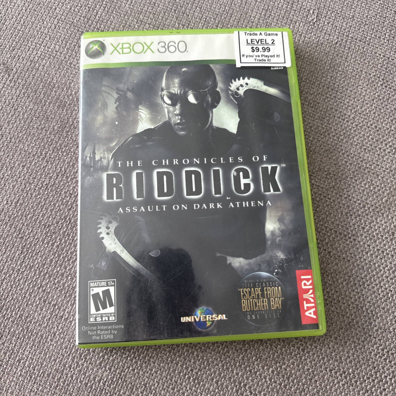 Chronicles of Riddick: Assault on Dark Athena (Microsoft Xbox 360, 2009) NO BOOK
