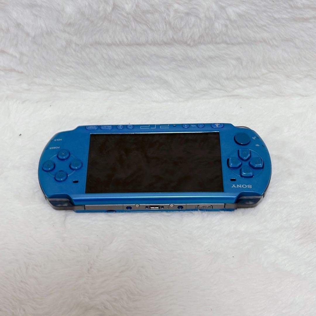 PSP-3000 Vibrant Blue Console Tested w/ AC Adapter Memory Stick Japan Import