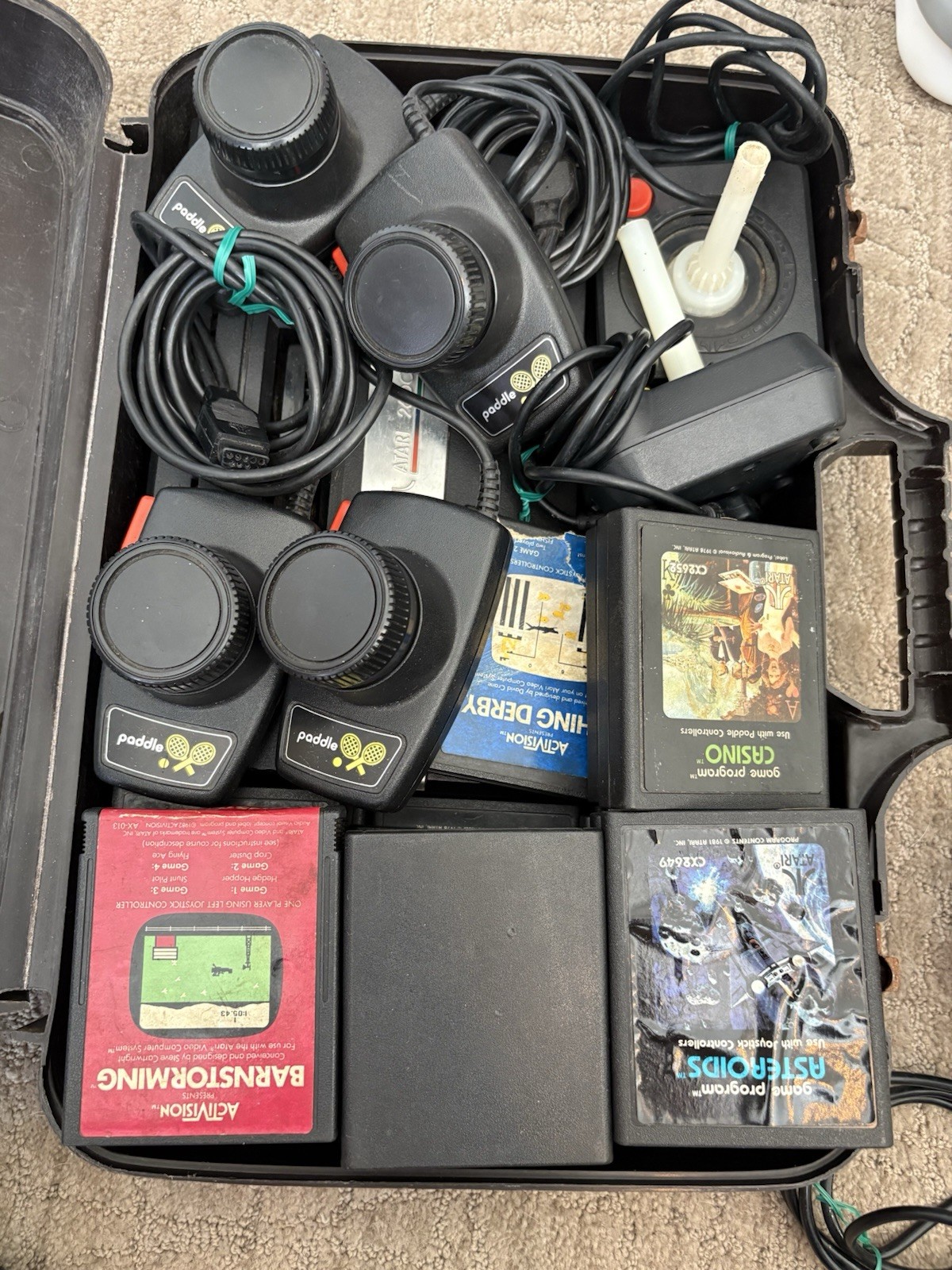 Atari 2600 Console Lot w/ Games, Joysticks, Paddles, Carrying Case Dig Dug