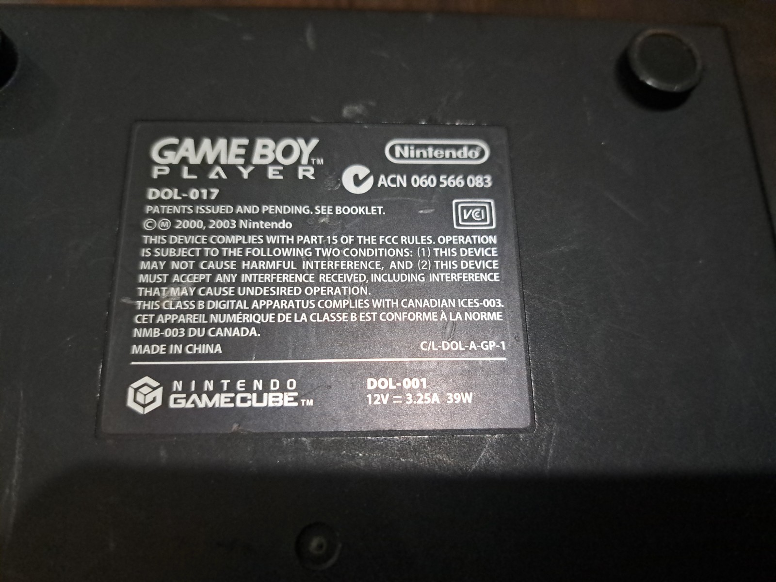 Nintendo GameCube Game Boy Player DOL-017 OEM Black Adapter w/ Bypass Disc