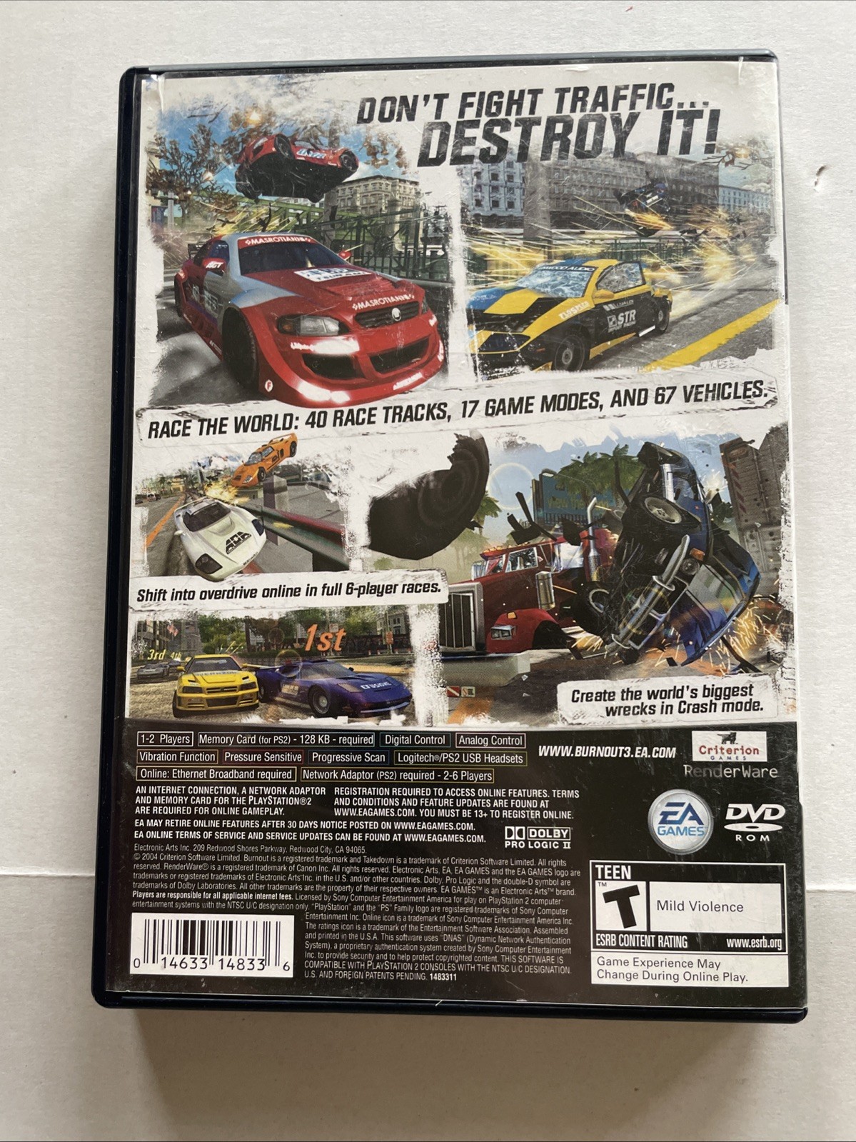 PLAYSTATION 2 PS2 BURNOUT 3 TAKEDOWN! TESTED & WORKS! NO MANUAL! BLACK LABEL! VG
