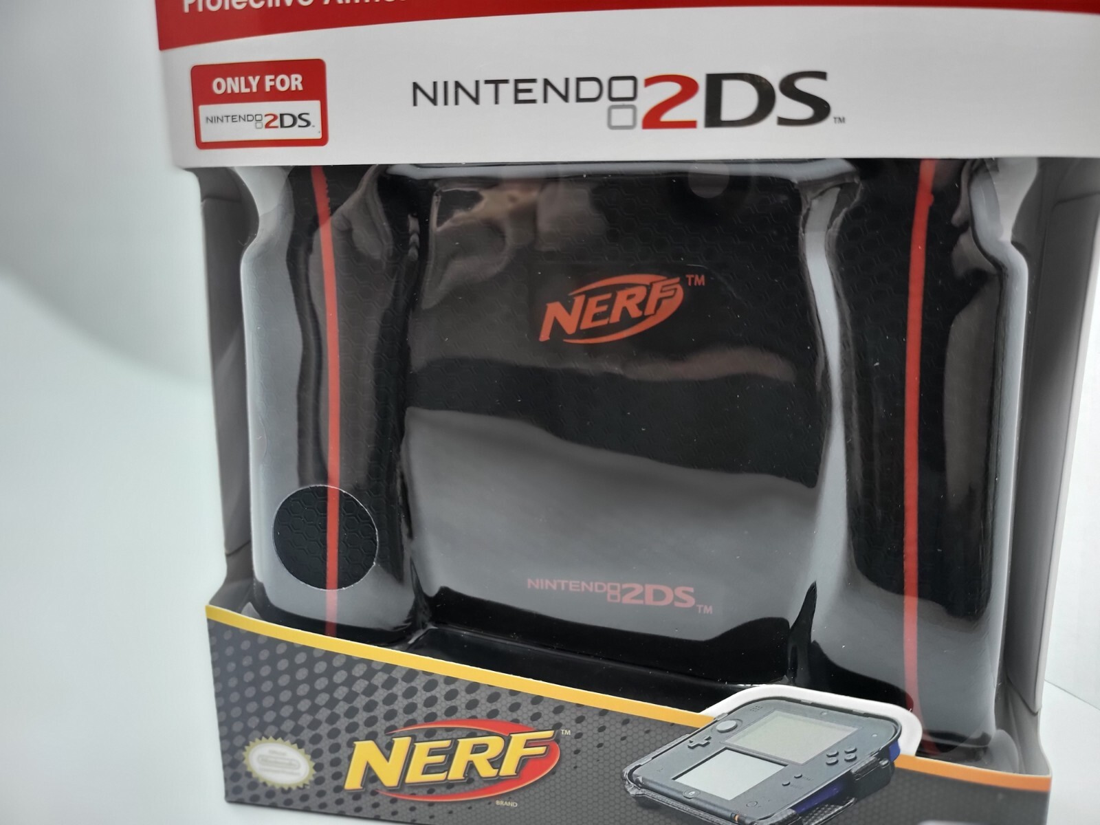 MINT NEW RED/BLACK NERF PROTECTIVE ARMOR CASE HAND GRIP HANDLE FOR NINTENDO 2DS