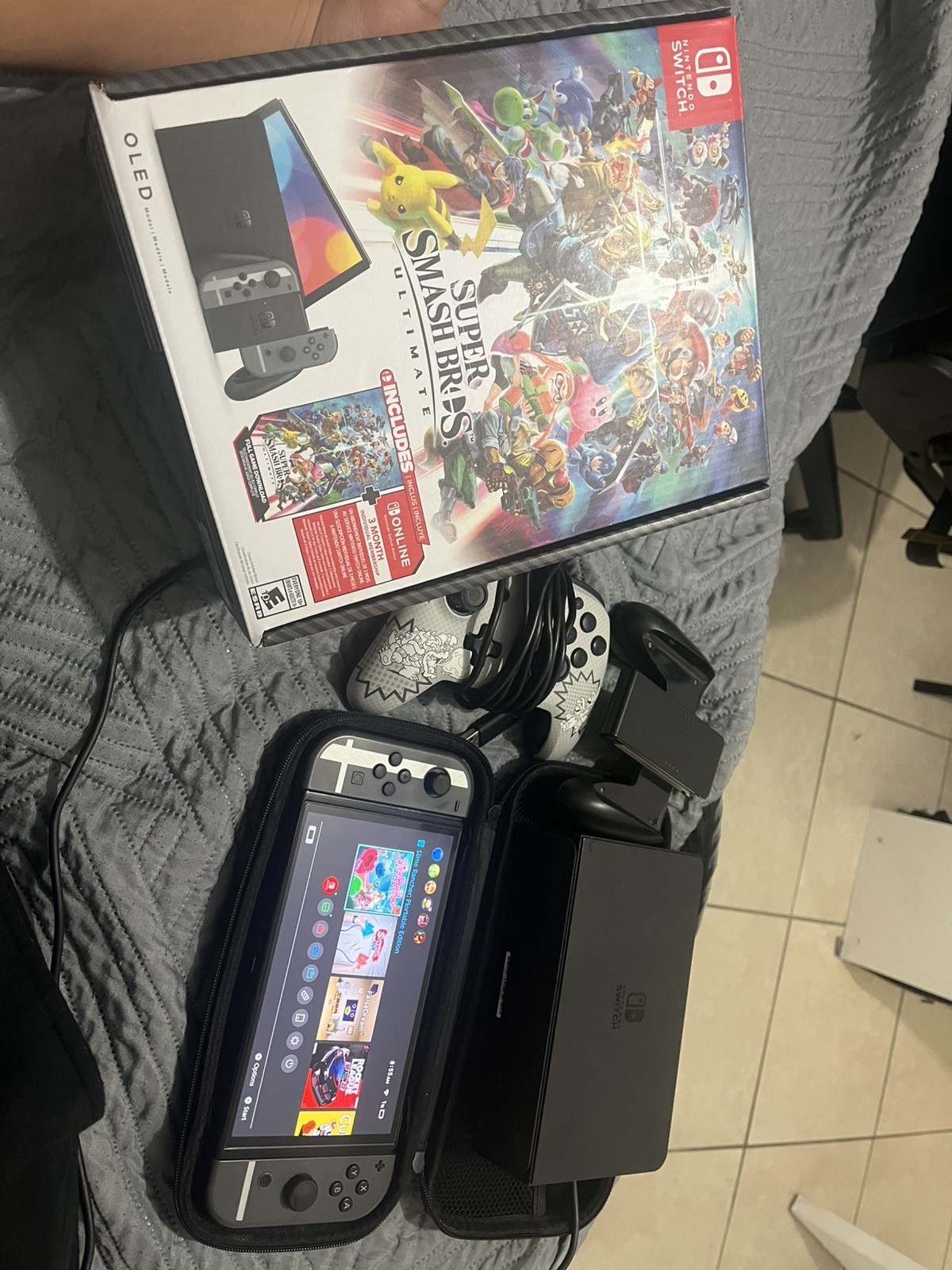Nintendo Switch (OLED Model) Super Smash Bros. 64GB Console+Accessory+ 3 Games