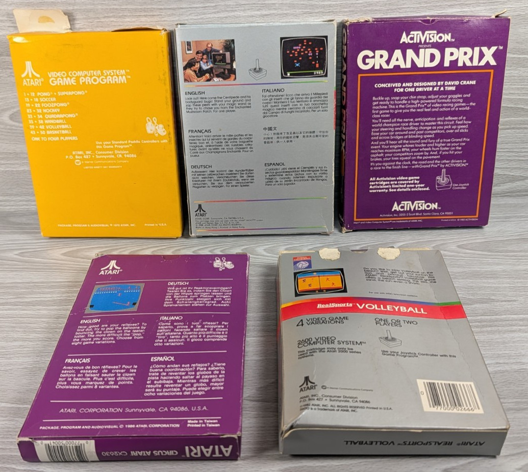 Atari 2600 Games Bundle Lot, CIB, Centipede, Grand Prix, Circus, Video Olympics