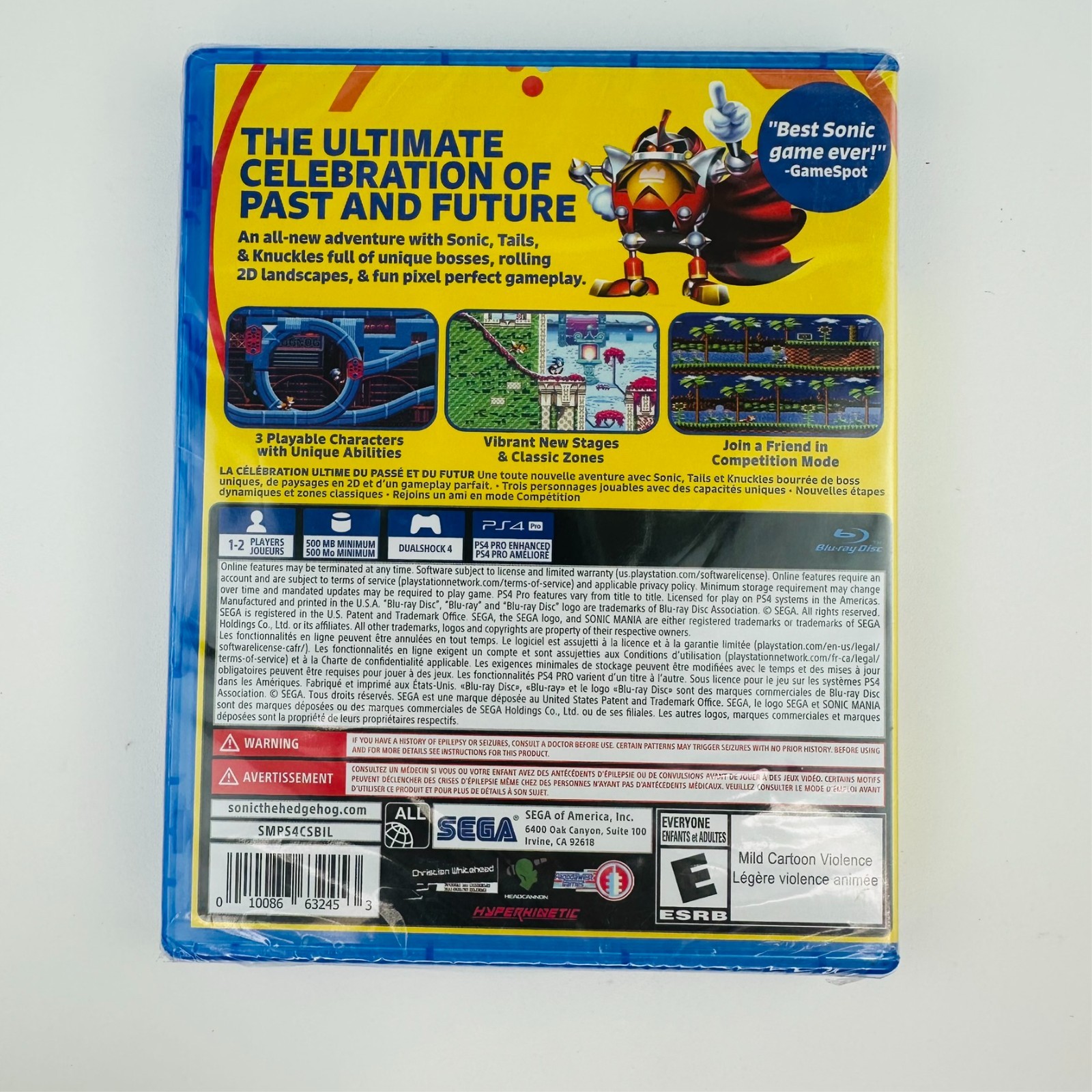 Sonic Mania (Sony PlayStation 4, 2018) *NEW LOOSE DISC*