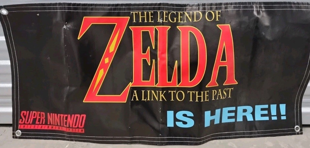 Legend of Zelda Store Display Banner SNES Super Nintendo Promo Standee Authentic