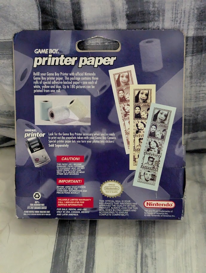 NEW Sealed Game boy Color PRINTER PAPER 3 ROLLS refill New Sealed box Nintendo